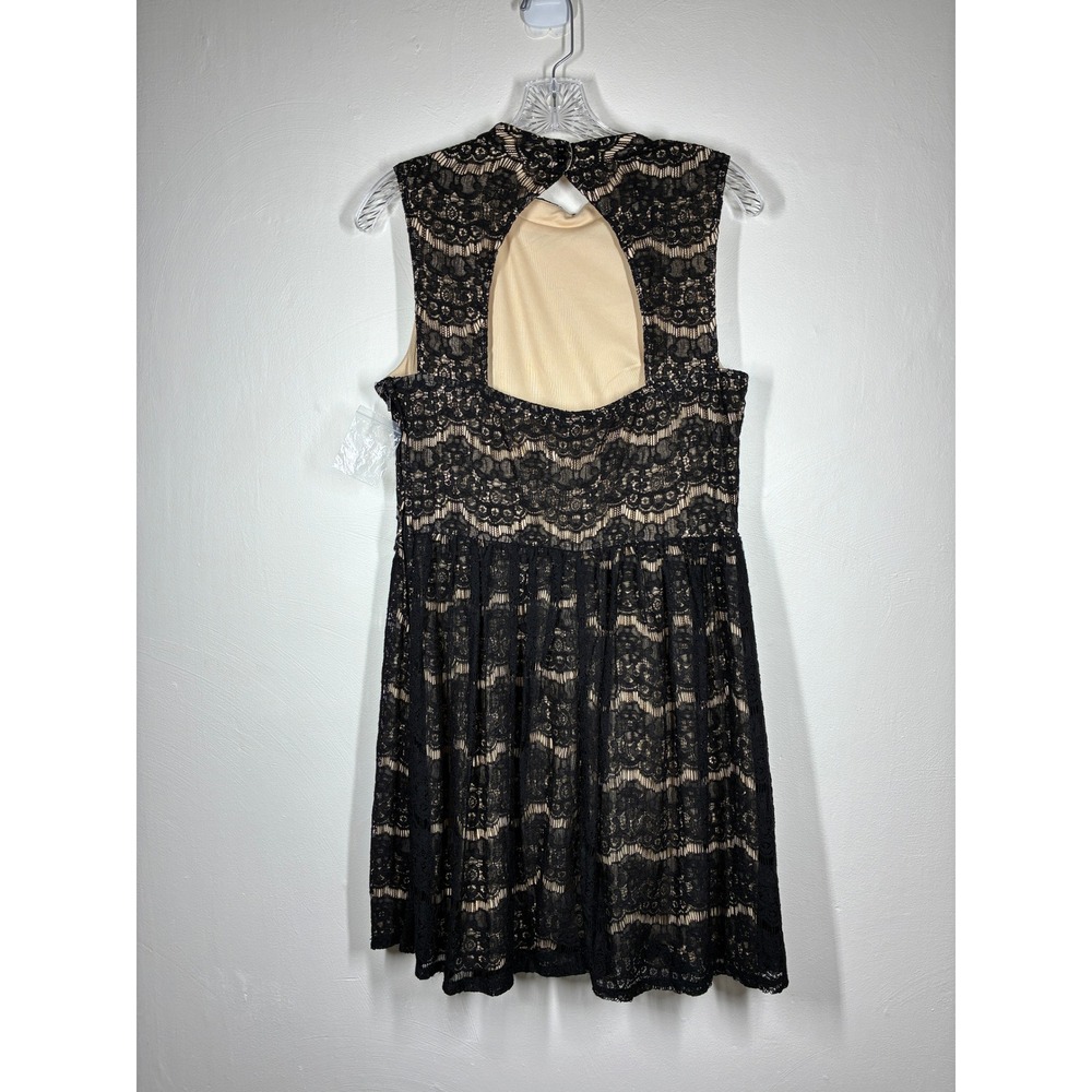 City Triangles Black Lace Nude Lined A Line Dress Keyhole Back Women's XL - Picture 8 of 13